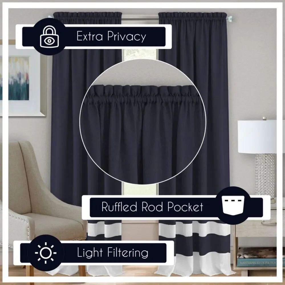 Woven Trends Two-Tone Window Curtain Panels, Rod-Pocket Light Filtering Curtains